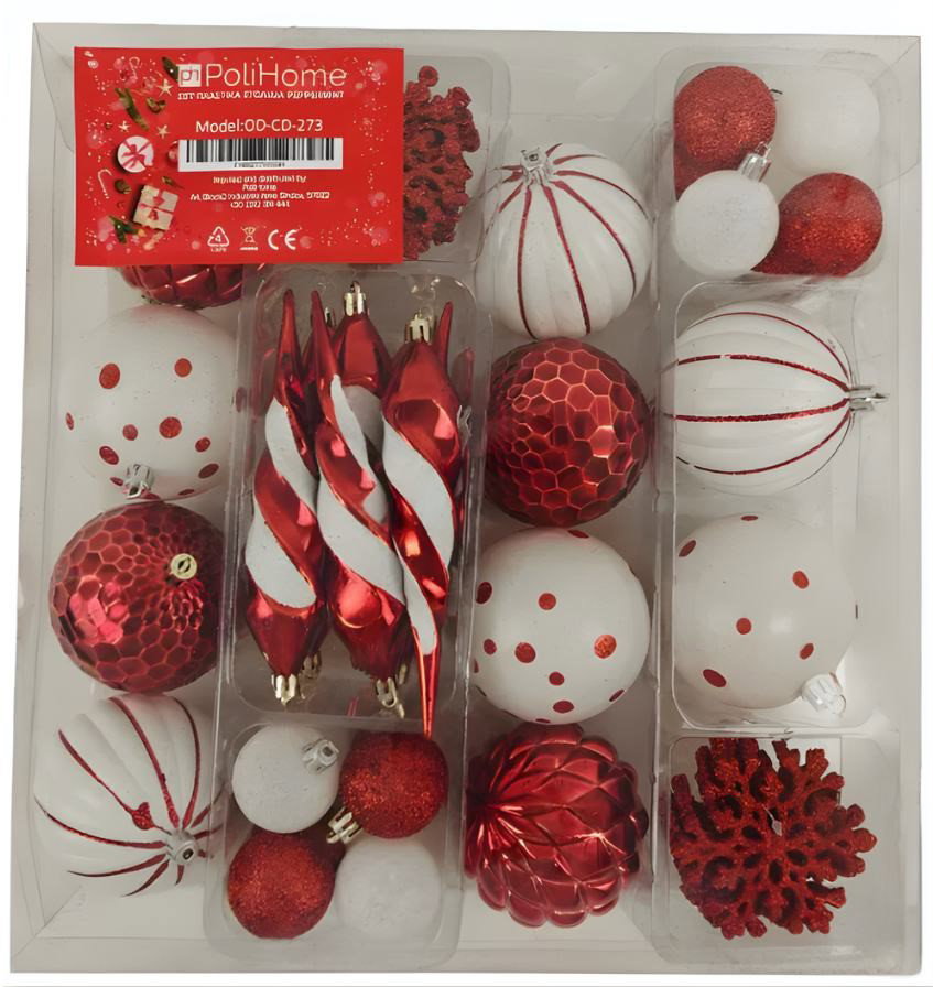 Untitled design - 1 Σετ πλαστικά στολίδια Peppermint 50 τεμάχια - Image 1